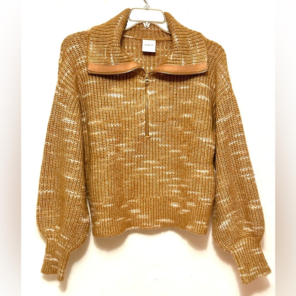 Varley Ridley Dalmation Half-Zip Knit Pullover Sweater Yellow Mustard Color M